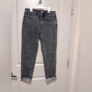 Dark Acid Wash Cuff Jeans